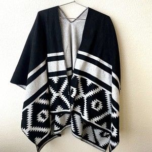 Gap Womens Poncho Wrap One Size Wool Blend Aztec Midwestern